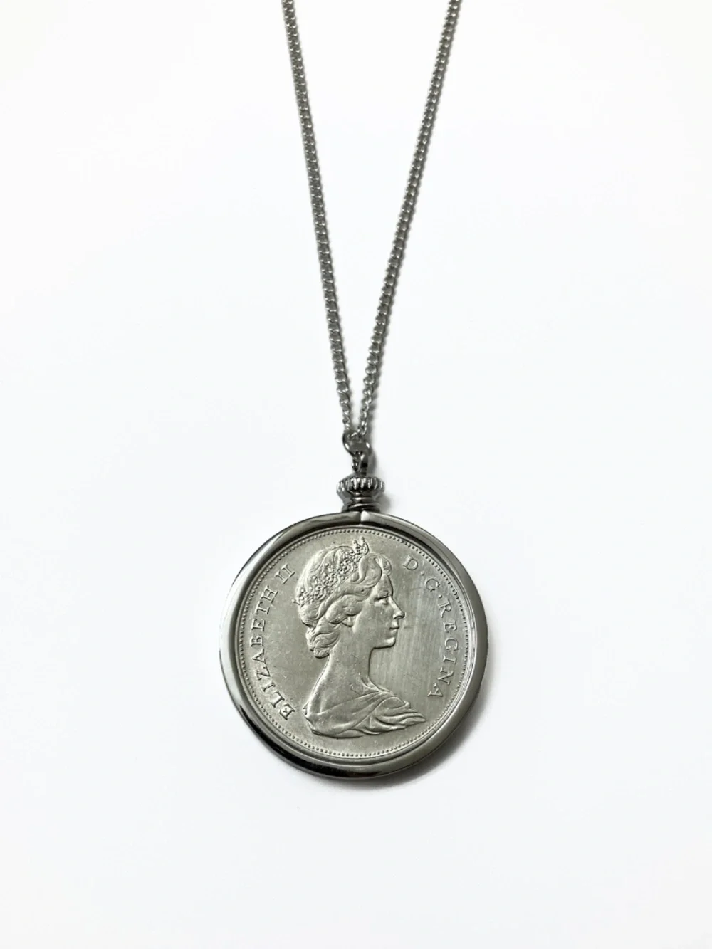 Authentic SILVER Half Dollar Coin Necklace, 1965 Canadian 50-Cent Coin - Picture 2 of 4